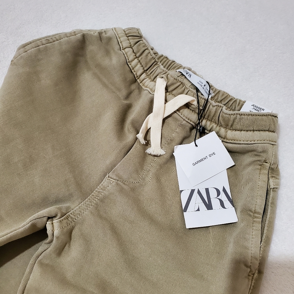 ❌️SOLD❌️ZARA KIDS STRETCH JOGGER PANTS BEIGE SIZE 8 YEARS - Picture 5 of 6